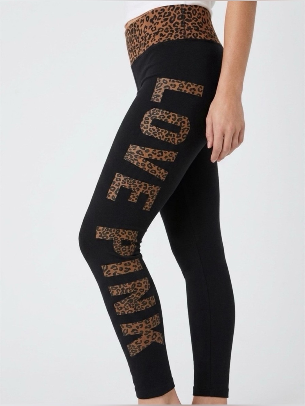 NWT Victoria’s Secret Pink Cotton Foldover Legging Mid Rise Size XL Leopard Y2K